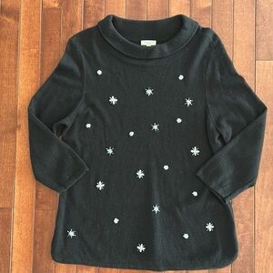 Talbots Black Embellished Sweater Size Medium Petite
